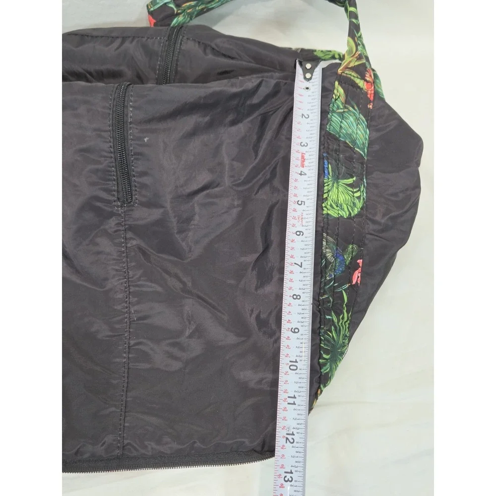 Victoria's Secret Packable Weekender Tote Gym Bag Black W Tropical Floral Handle